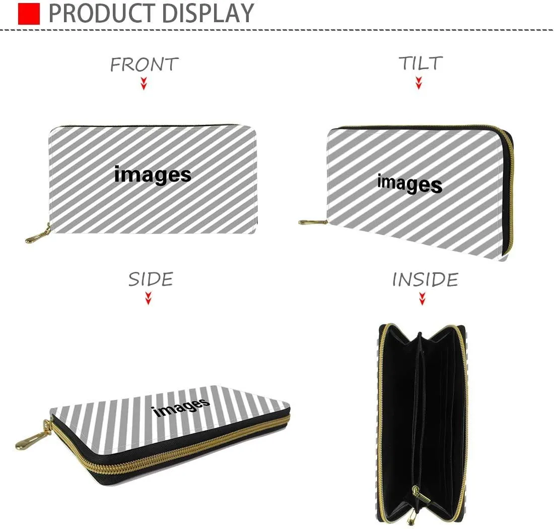 doginthehole Personalized Customized Fashion Women Wallet Zip Around Clutch Ladies Travel Coin Purse