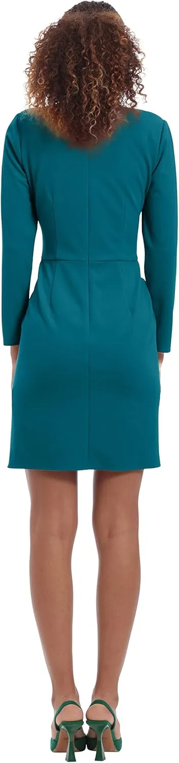 Donna Morgan Women's Side Waist Twist Detail Dress Workwear Office Career Event Party Guest of