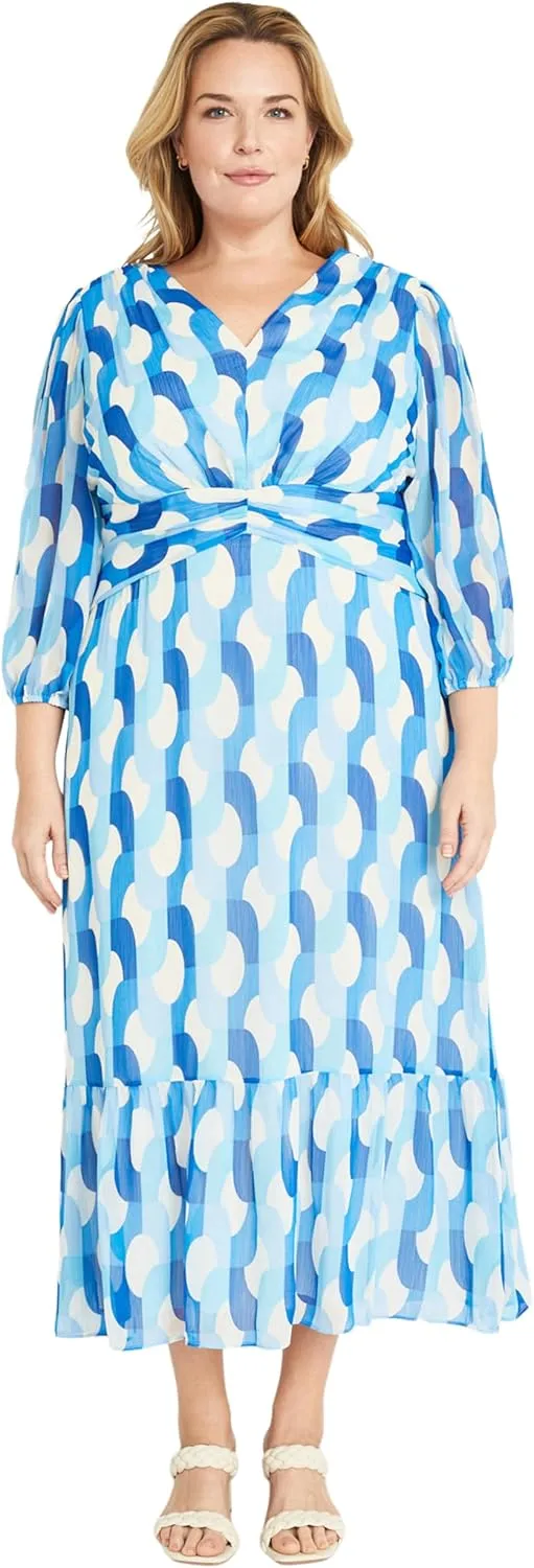 Donna Morgan Women's V-Neck Empire Waistband Maxi