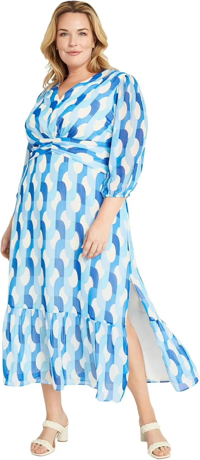 Donna Morgan Women's V-Neck Empire Waistband Maxi