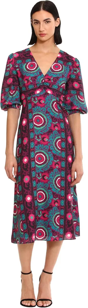 Donna Morgan Women's V-Neck Georgette Dress with Puff Sleeves Date Event Party Guest of