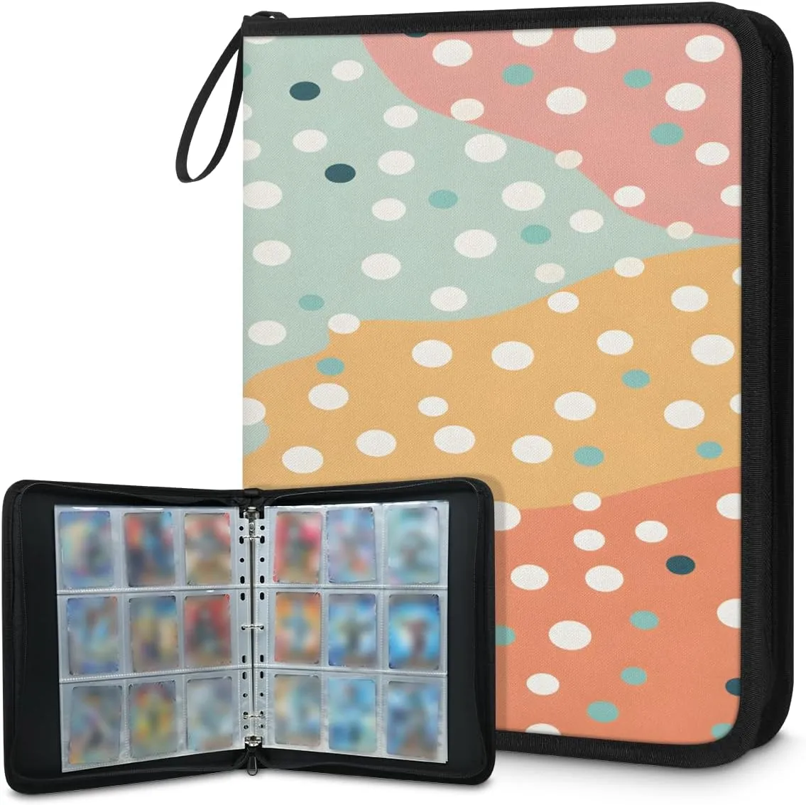 Dot Colorful Blobs 9 Pocket Card Binder, Card Album Trading Card Binders Capacity for 900 Cards, Waterproof Anti-Scratch Card Holder for Collectible Cards, Game Card, Sports Trading Cards