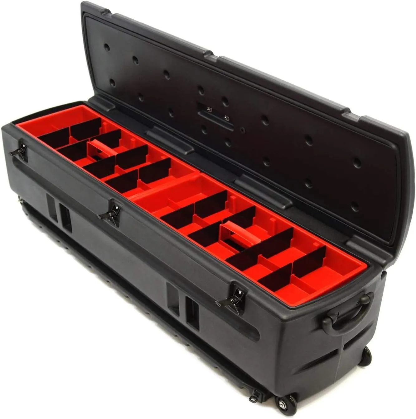 DU-HA Tote, Black Truck Storage Box | Heavy-Duty, Portable Rolling Tool Box or Gun Case for SUV's, Vans, Pickup Trucks, and More | 53 in x 15 in x 15 in | Includes Slide Bracket and Dividers | 70114