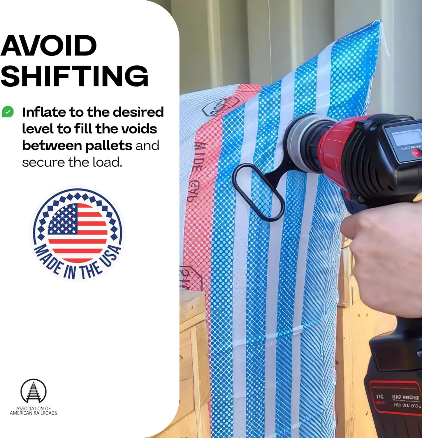 Dunnage Airbag 48" x 48" Inflatable & Reusable Woven Polypropylene Dunnage Bag - Prevent Cargo Movement & Damage, Shipment Stabilizer for Pallets, Crates&Barrels by IDL Packaging