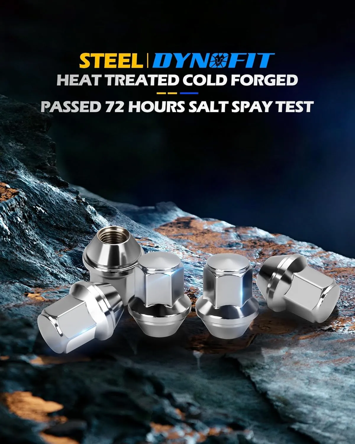 Dynofit 14x1.5 Factory Lug Nuts for Mustang Edge, 20pcs One-piece Style Chrome Wheel Nut Compatible With Ford Explorer Fusion Maverick, Alloy Steel Lugnut fit Aviator MKX Replace OE#ACPZ-1012-M/1012-D