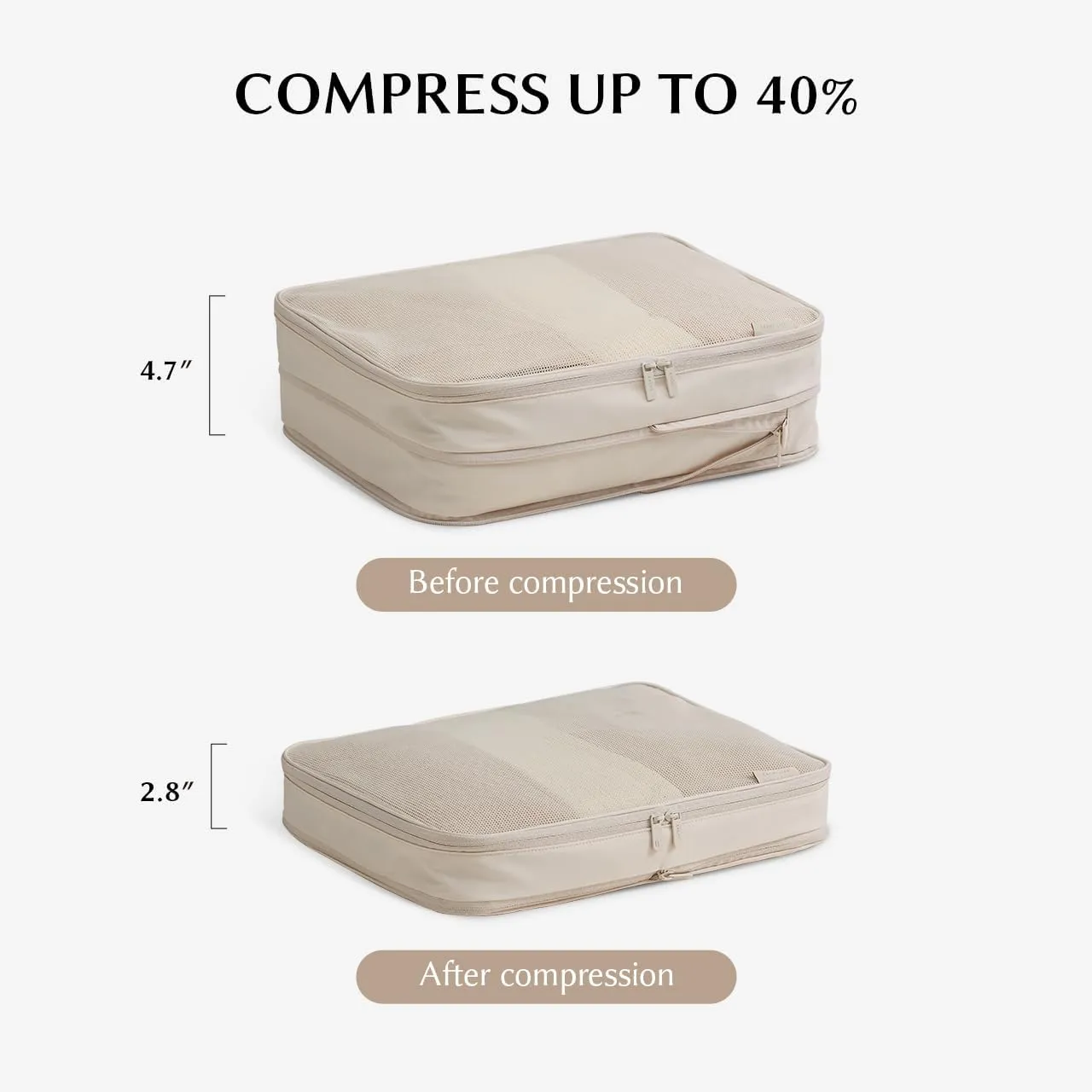 EACHY 6 Set Compression Packing Cubes for Travel & Carry-On, Space-Saving Luggage Organizers & Compression Bags for Clothes & Shoes, Ideal for Vacation & Cruise Essentials