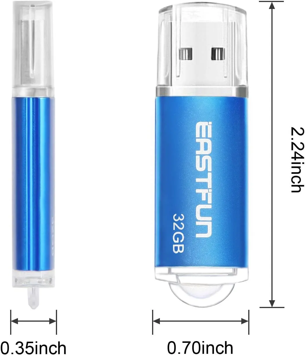 EASTFUN 32GB USB 2.0 Flash Drive Memory Stick Thumb Drive Pen Drive Jump Drive Zip Drive, 5 Pack (5 x 32GB), Colors (Gold Rose Blue Purple Green)