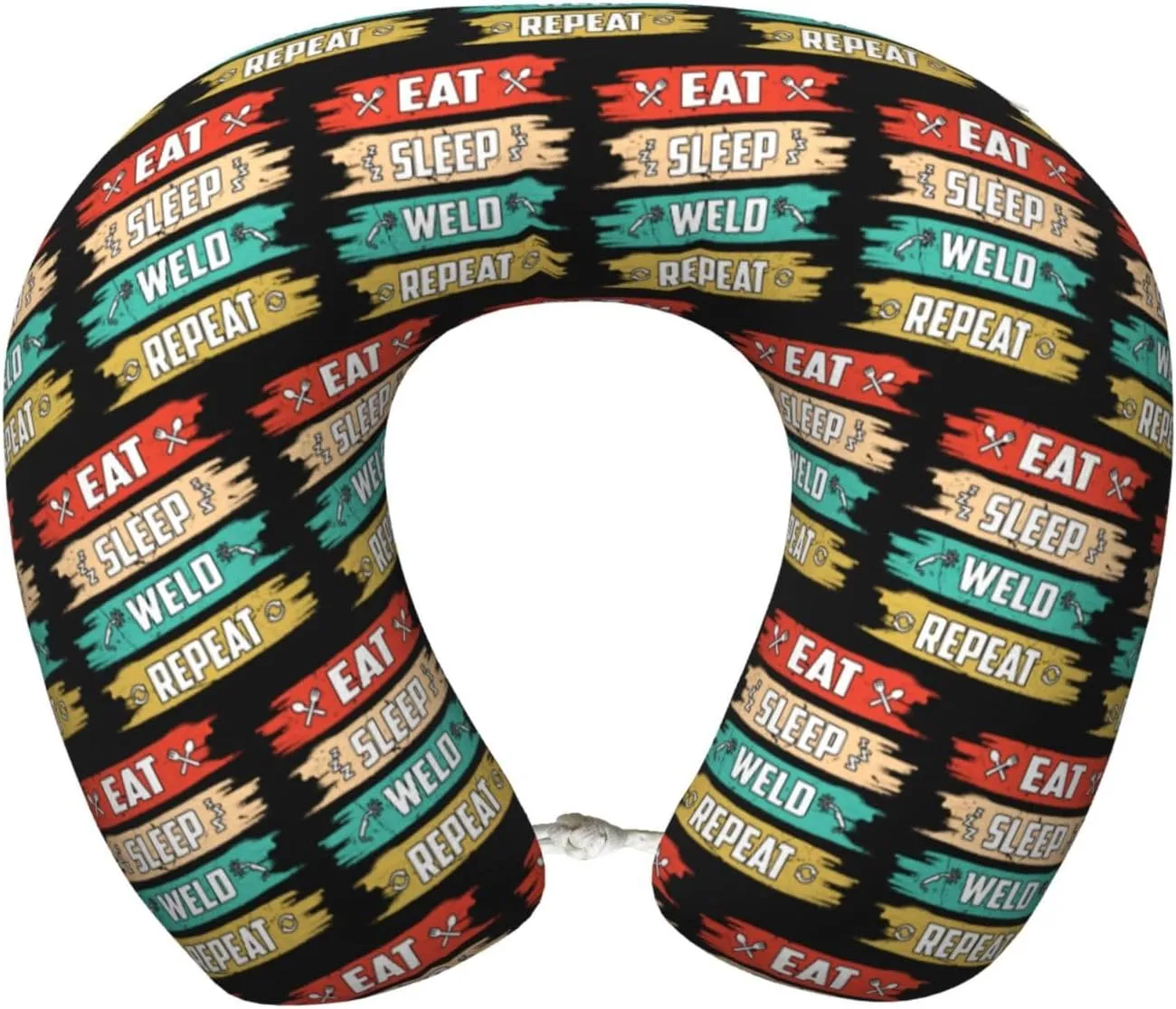 Eat Sleep Weld Repeat Neck Pillow Memory Foam U-Shaped Travel Neck Pillow for Airplanes Car Home