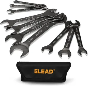 ELEAD Super-Thin Open End Wrench Set | 10-Piece Metric 5.5-27mm | Nickel-Plated Slim Design | 5.5, 7, 8, 9, 10, 11, 12, 13, 14, 15, 16, 17, 18, 19, 20, 21, 22, 23, 24, 27mm