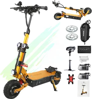 Electric Scooter Adults, 6000W Dual Motor, Up to 52 Mph, 52 Miles Range, 60V 38.4A Large Battery, 11" Tubeless Tires, Removable Seat Folding Design, Dual Disc Brakes Front and Rear Double Damping
