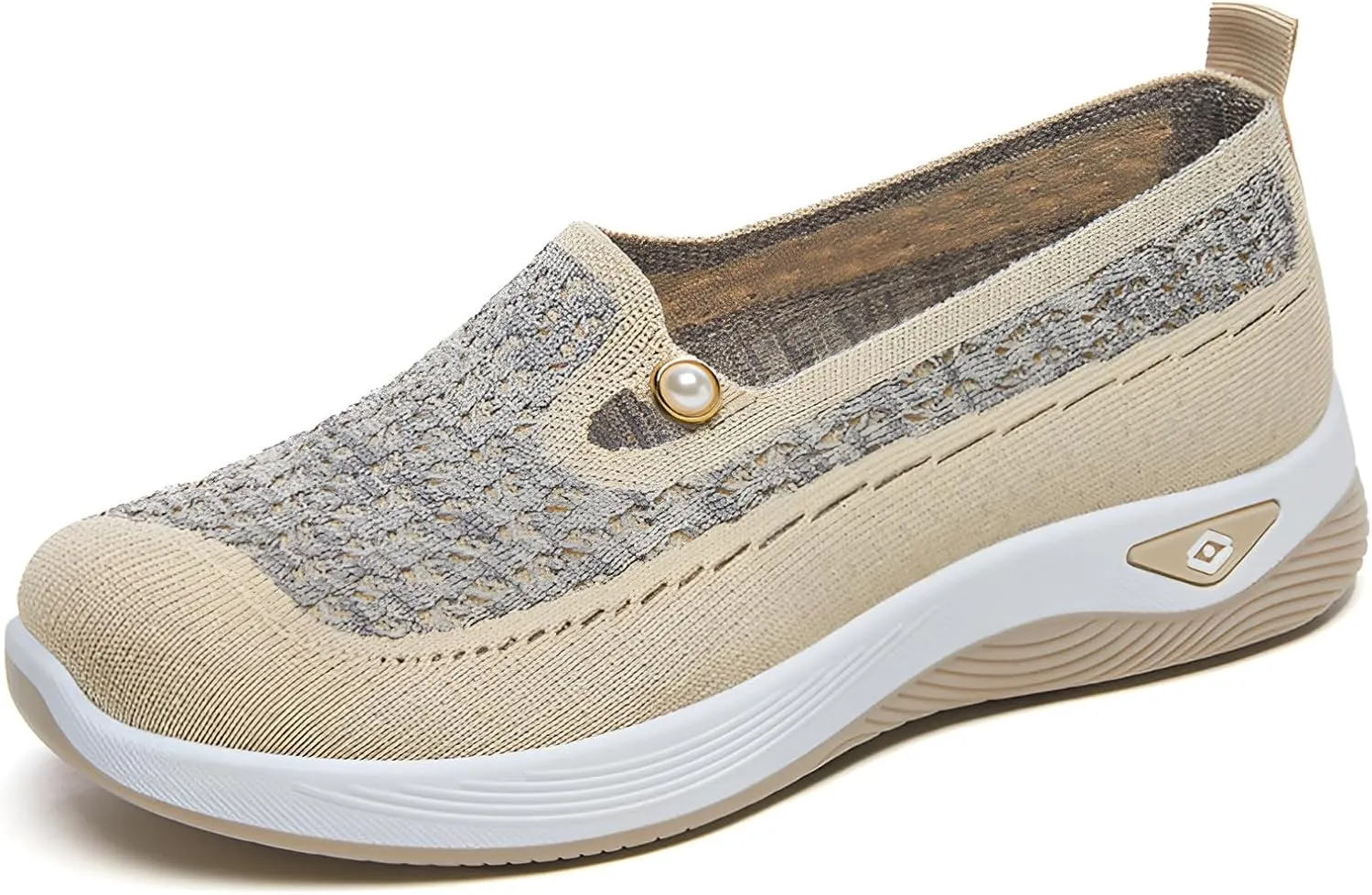 Ellniges]Breathable Women's Slip-on Shoes, Lightweight Spring Sneakers, Stylish Casual Flats for Daily Wear, Perfect for Moms and Active Lifestyle Off-White