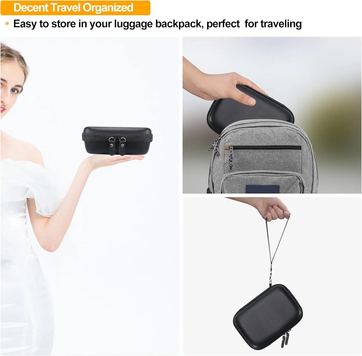 Elonbo Carrying Case for Phomemo D30 Label Maker Machine/for Phomemo D35 Portable Bluetooth Label Printer Travel Bag, Mini Smart Phone Handheld Labeler Storage Holder, Pocket Fits Label Paper, Black