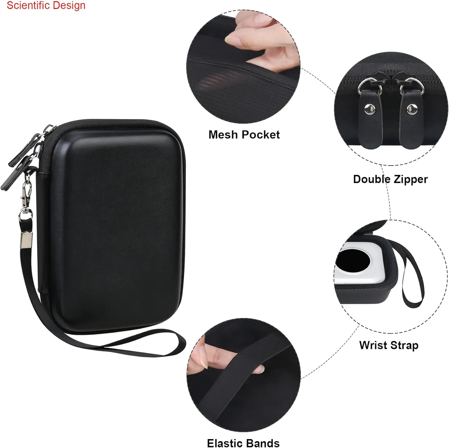 Elonbo Carrying Case for Phomemo D30 Label Maker Machine/for Phomemo D35 Portable Bluetooth Label Printer Travel Bag, Mini Smart Phone Handheld Labeler Storage Holder, Pocket Fits Label Paper, Black