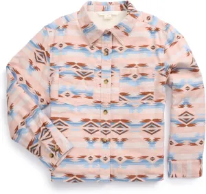 ELY CATTLEMAN Girl's Aztec Print Flannel Western Shacket with Sherpa Lining