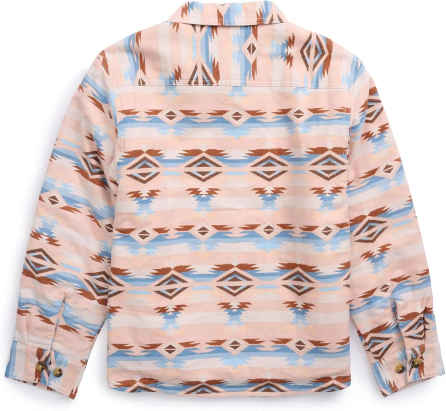 ELY CATTLEMAN Girl's Aztec Print Flannel Western Shacket with Sherpa Lining