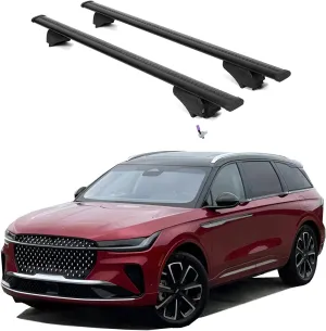 ERKUL Roof Rack Cross Bars for Lincoln Nautilus 2024-2025 | Aluminum Crossbars with Anti Theft Lock for Rooftop | Compatible with Flush Rails - Black