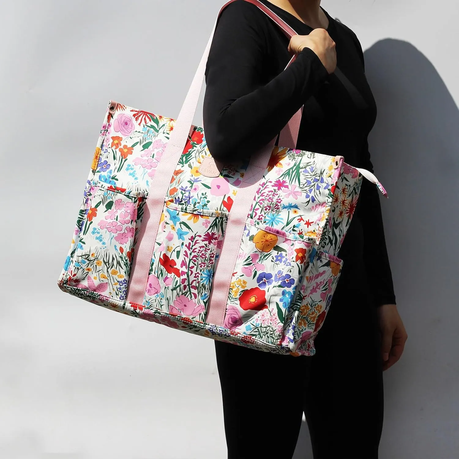 ESVAN Utility Tote Bag with Zip Top Waterproof Teacher Tote Bag for Teacher Work Women Beach