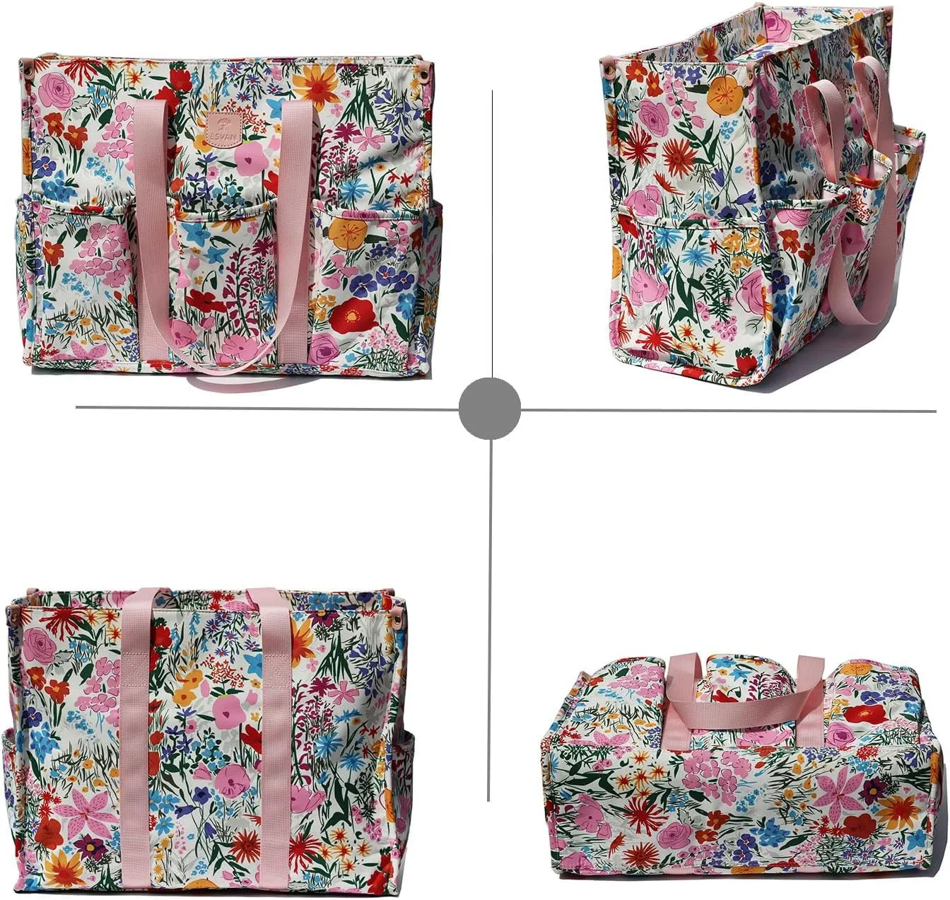 ESVAN Utility Tote Bag with Zip Top Waterproof Teacher Tote Bag for Teacher Work Women Beach