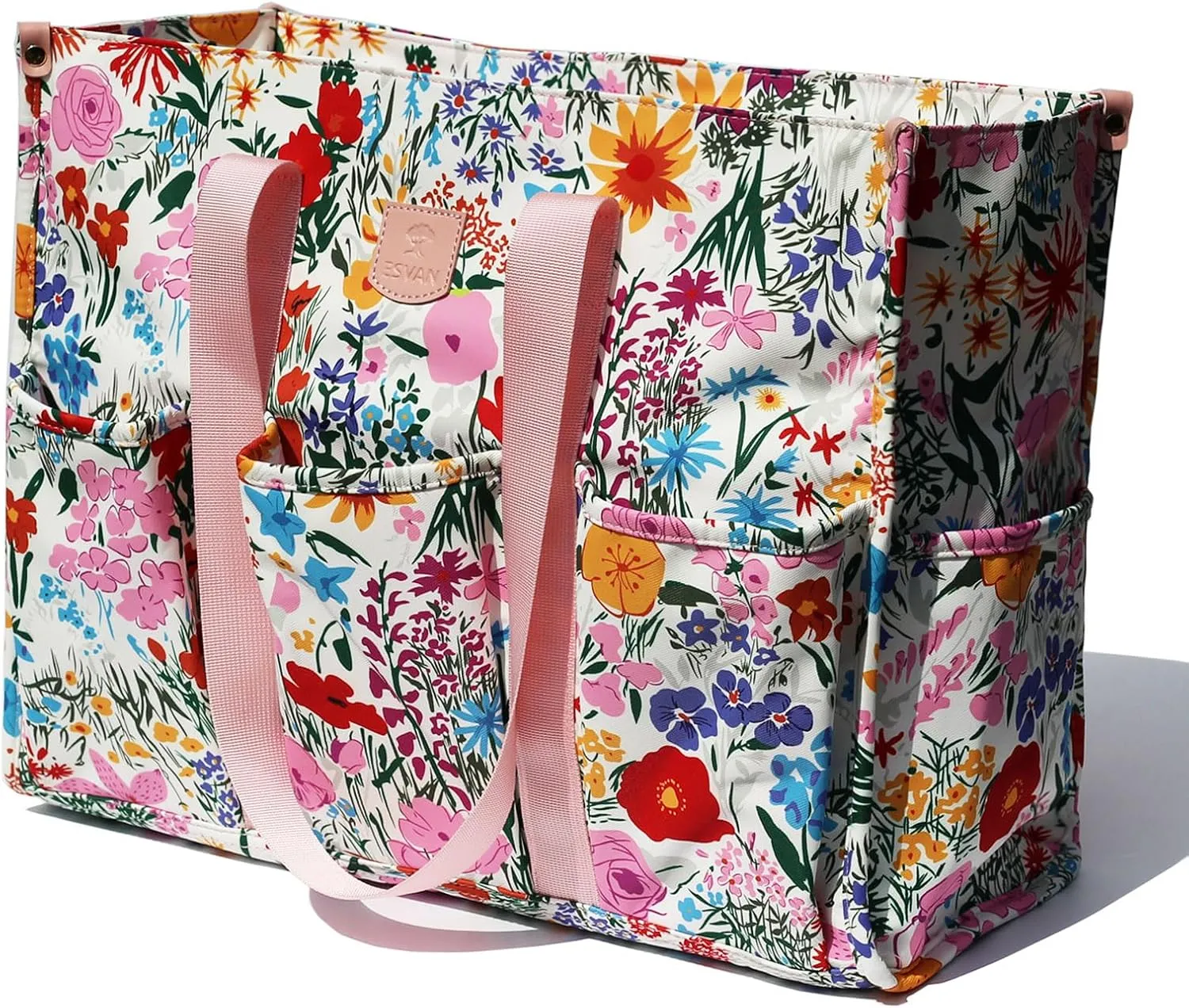 ESVAN Utility Tote Bag with Zip Top Waterproof Teacher Tote Bag for Teacher Work Women Beach