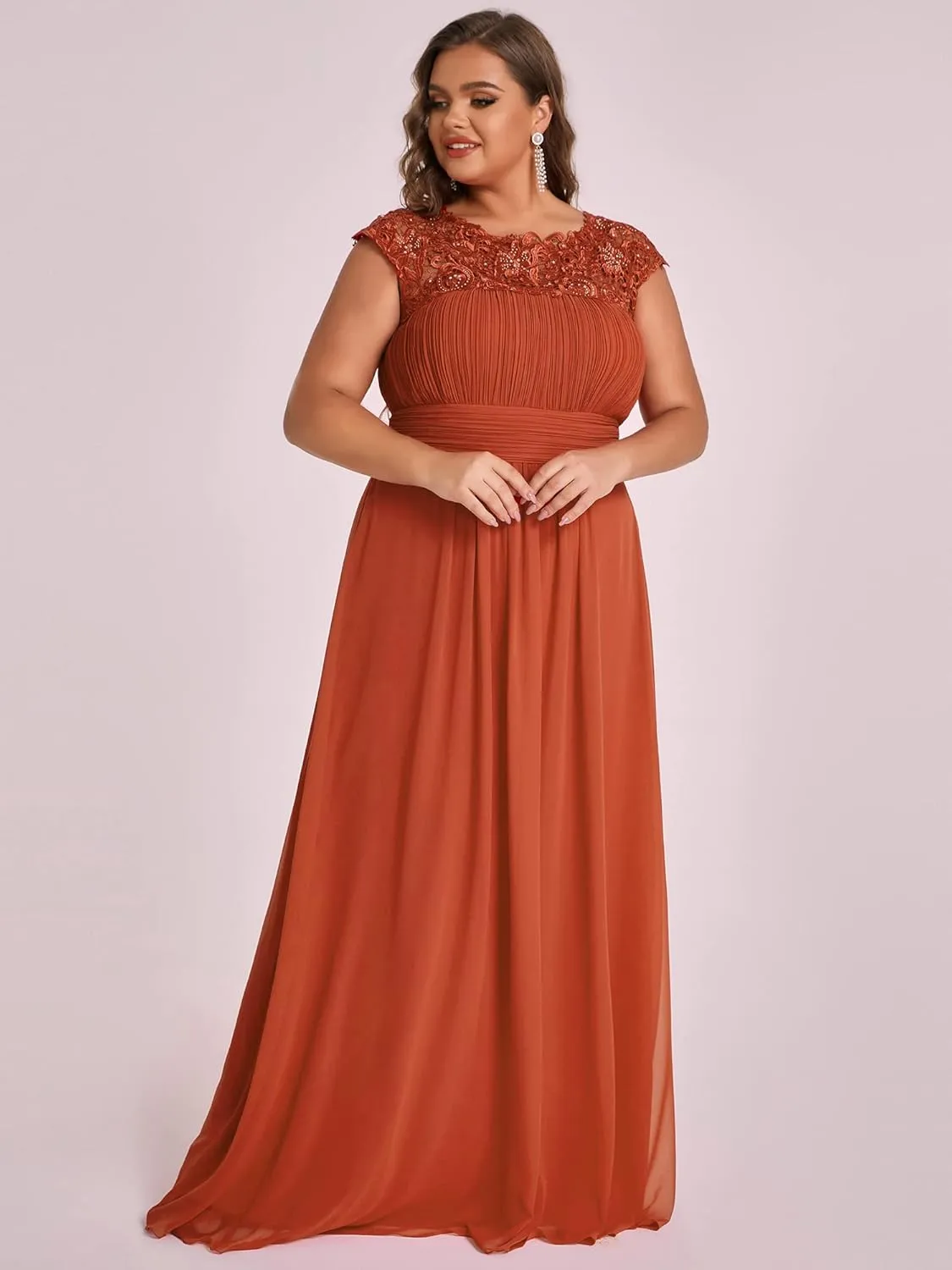 Ever-Pretty Women's Plus Size Lace Cap Sleeve Long Formal Evening Dress Maxi Dresses 09993PZUSA