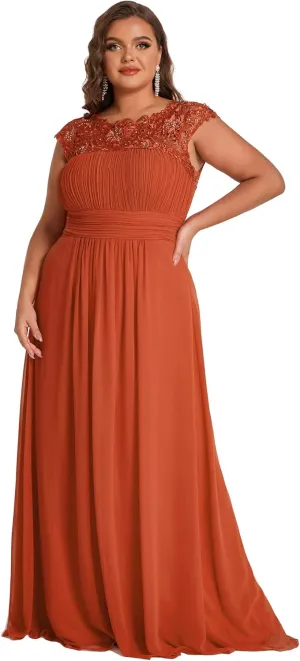 Ever-Pretty Women's Plus Size Lace Cap Sleeve Long Formal Evening Dress Maxi Dresses 09993PZUSA