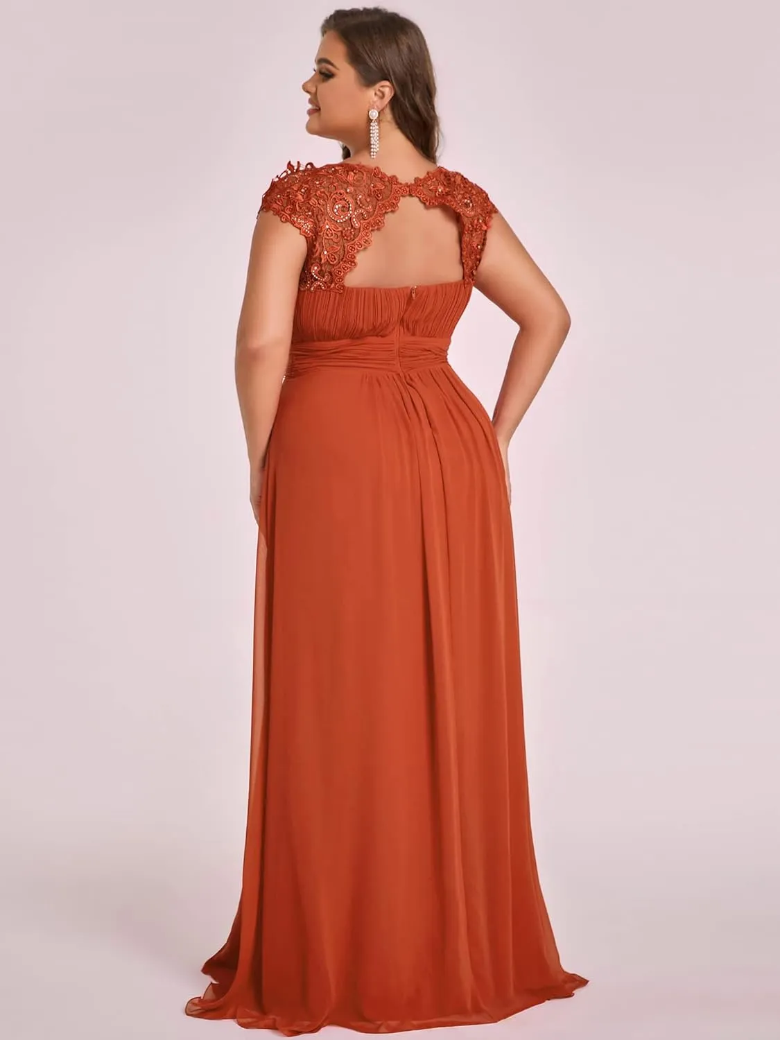 Ever-Pretty Women's Plus Size Lace Cap Sleeve Long Formal Evening Dress Maxi Dresses 09993PZUSA