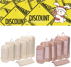 Expandable Compression Packing Cubes for Suitcases,Lightweight Compressible Travel Packing Organizer for Carry on Suitcase(Beige and Pink)