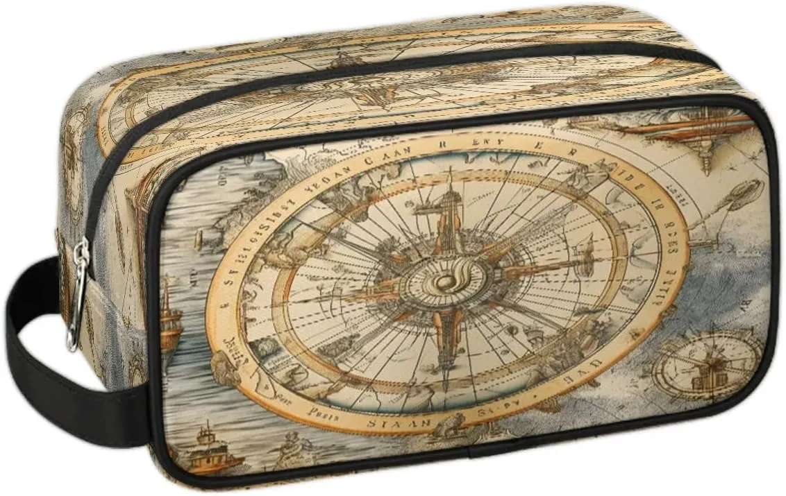 Exploratory Cartographic Compass Travel Essentials, Makeup Organizer, Toiletries Accessories Cosmetics, Makeup Bag Organizer for Toiletries Accessories Cosmetics