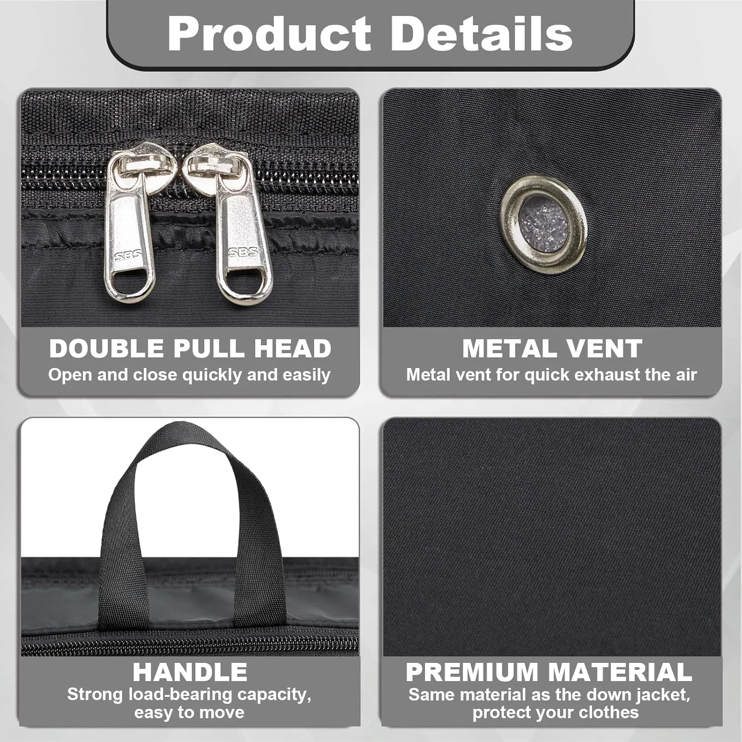 Extra Large Compression Packing Cubes for Travel Essentials, 2 Pack Expandable Travel Cubes for Packing Bags Suitcase Organizer, Black