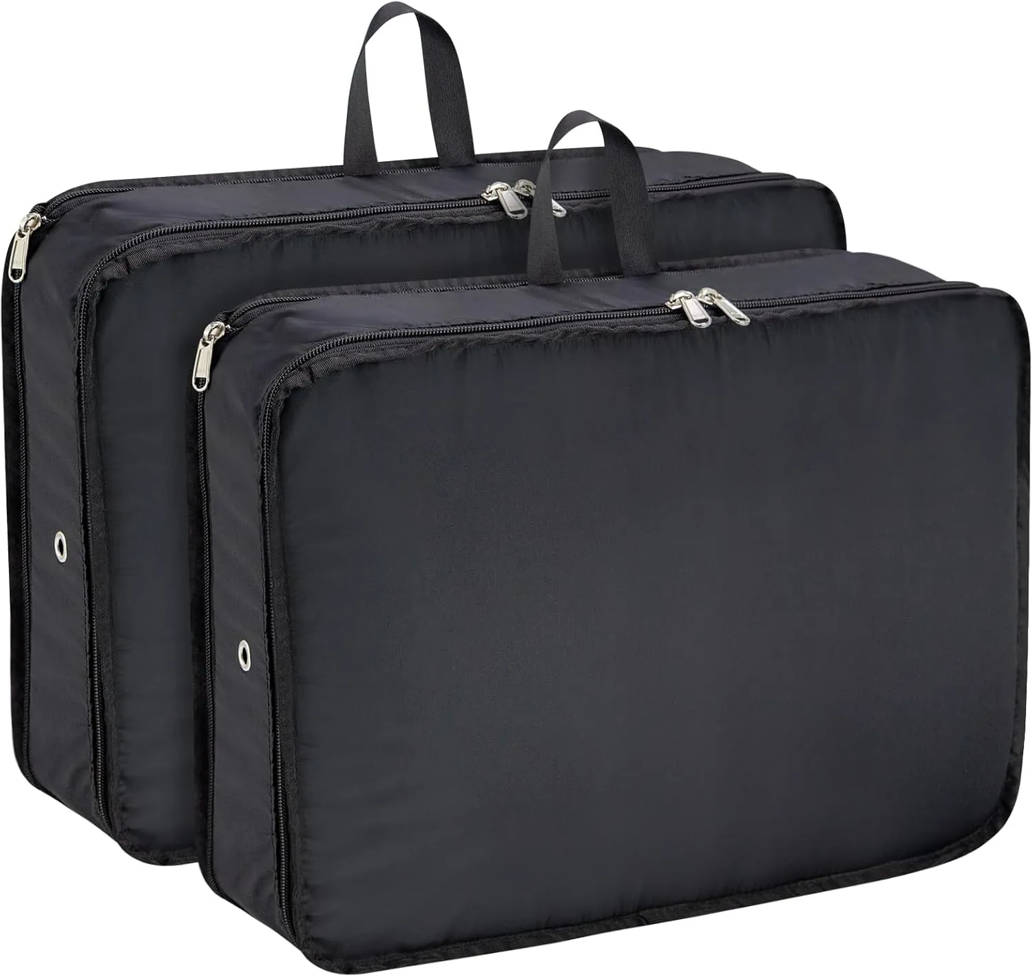 Extra Large Compression Packing Cubes for Travel Essentials, 2 Pack Expandable Travel Cubes for Packing Bags Suitcase Organizer, Black