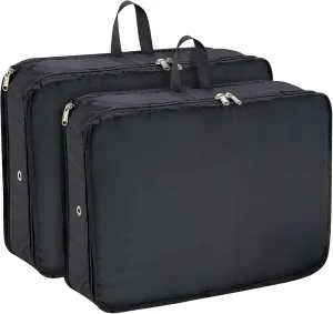 Extra Large Compression Packing Cubes for Travel Essentials, 2 Pack Expandable Travel Cubes for Packing Bags Suitcase Organizer, Black