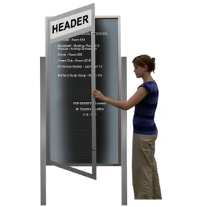 Extra Large Outdoor Enclosed Letter Boards with Posts, Message Header and LED Lights | XL Door 15  Sizes