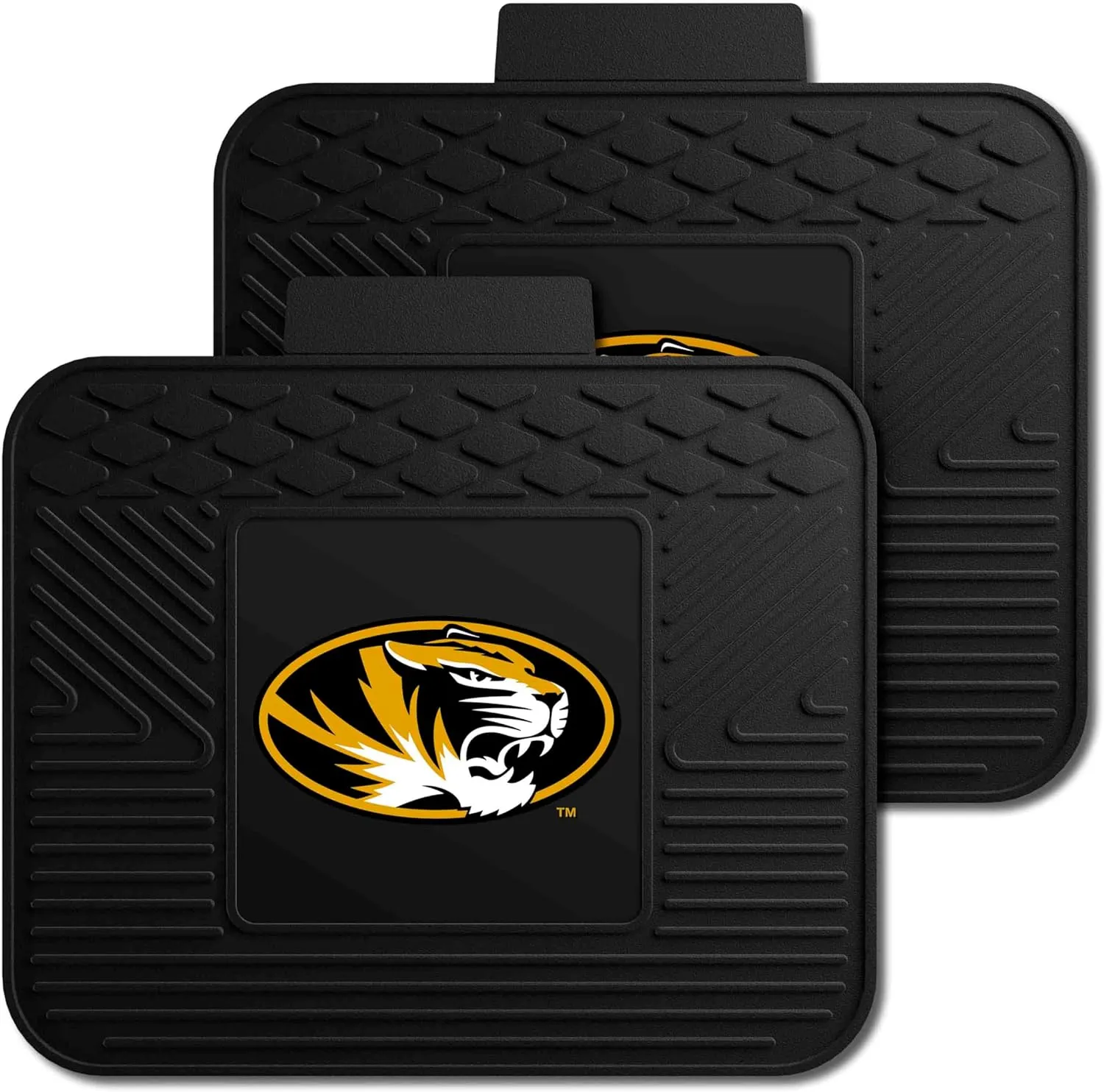 FANMATS 12290 NCAA Missouri Tigers Back Row Utility Car Mats - 2 Piece Set, 14in. x 17in., All Weather Protection, Universal Fit, Deep Resevoir Design, Molded Team Logo