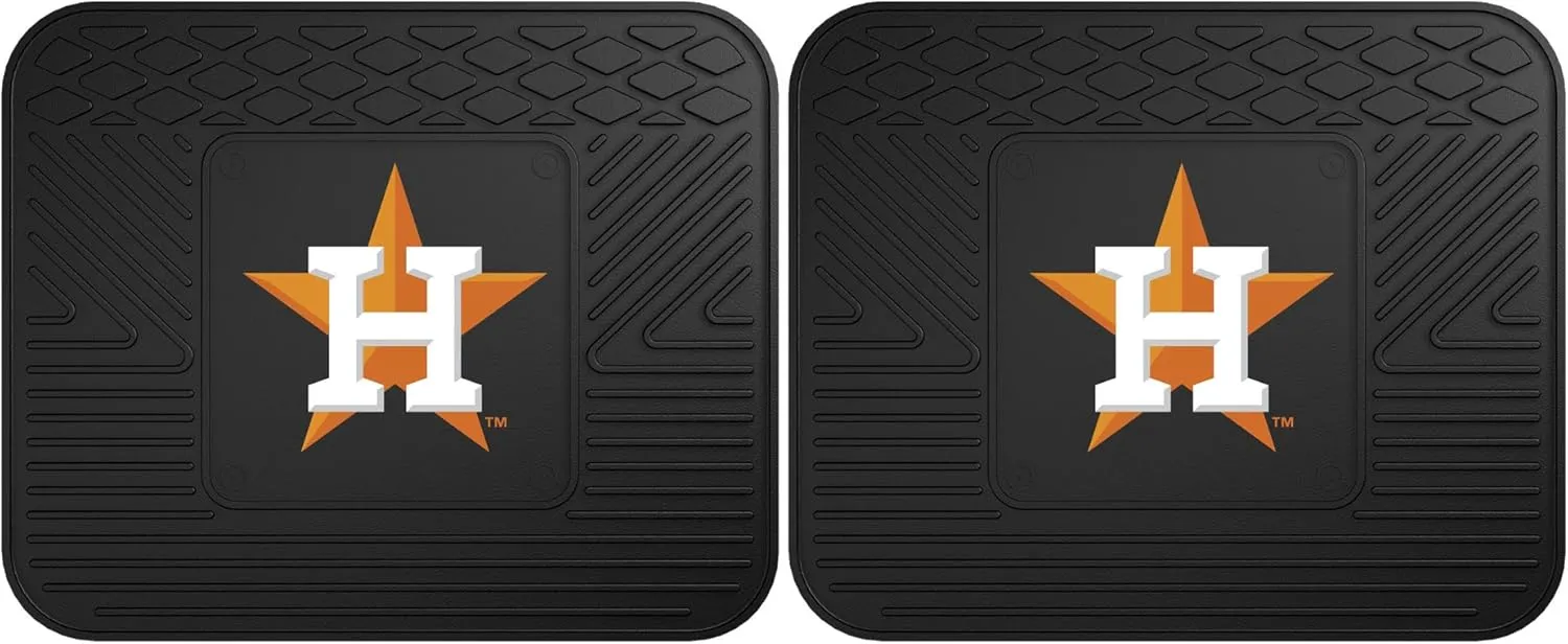 FANMATS 12334 MLB Houston Astros Back Row Utility Car Mats - 2 Piece Set, 14in. x 17in., All Weather Protection, Universal Fit, Deep Resevoir Design, Molded Team Logo