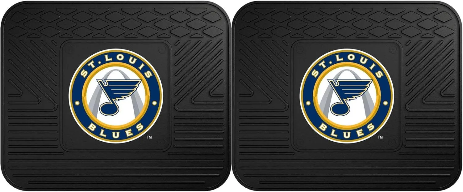 FANMATS 12416 NHL St. Louis Blues Back Row Utility Car Mats - 2 Piece Set, 14in. x 17in., All Weather Protection, Universal Fit, Deep Resevoir Design, Molded Team Logo