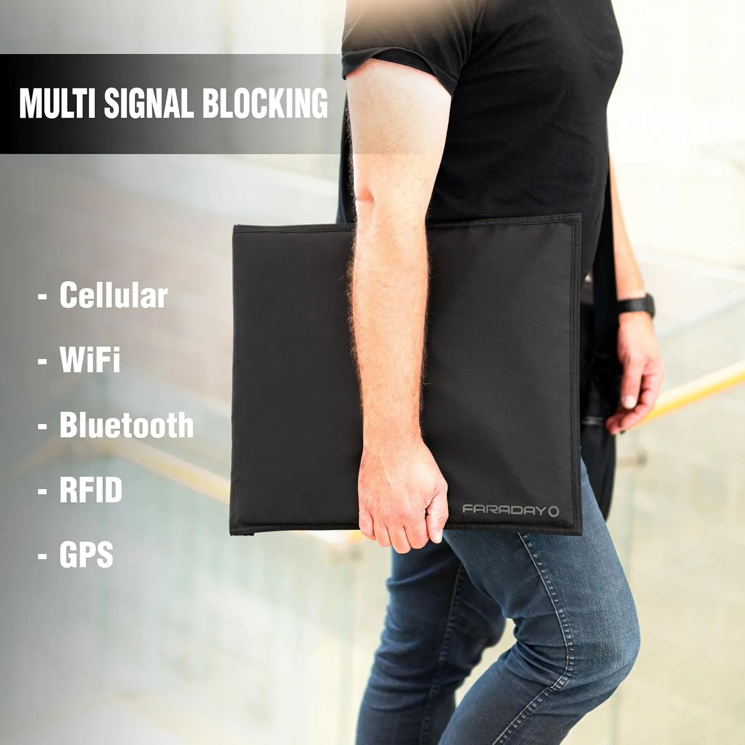 Faraday Bag Jacket Pro for XL Laptops | Magnetic Closure, Shielding - Law Enforcement & Military, Travel & Data Security, Privacy, Anti-Tracking Anti-Hacking Black (Laptop XL)