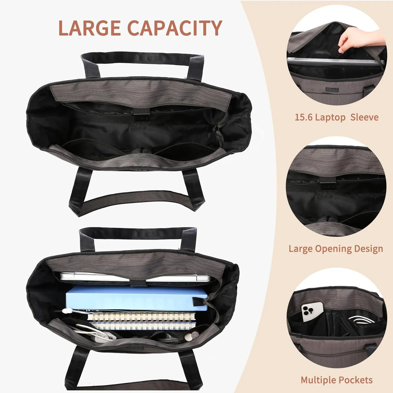 Fashion Teacher Tote Bag, Large Utility Work Bags with Laptop Compartment for Women & Men