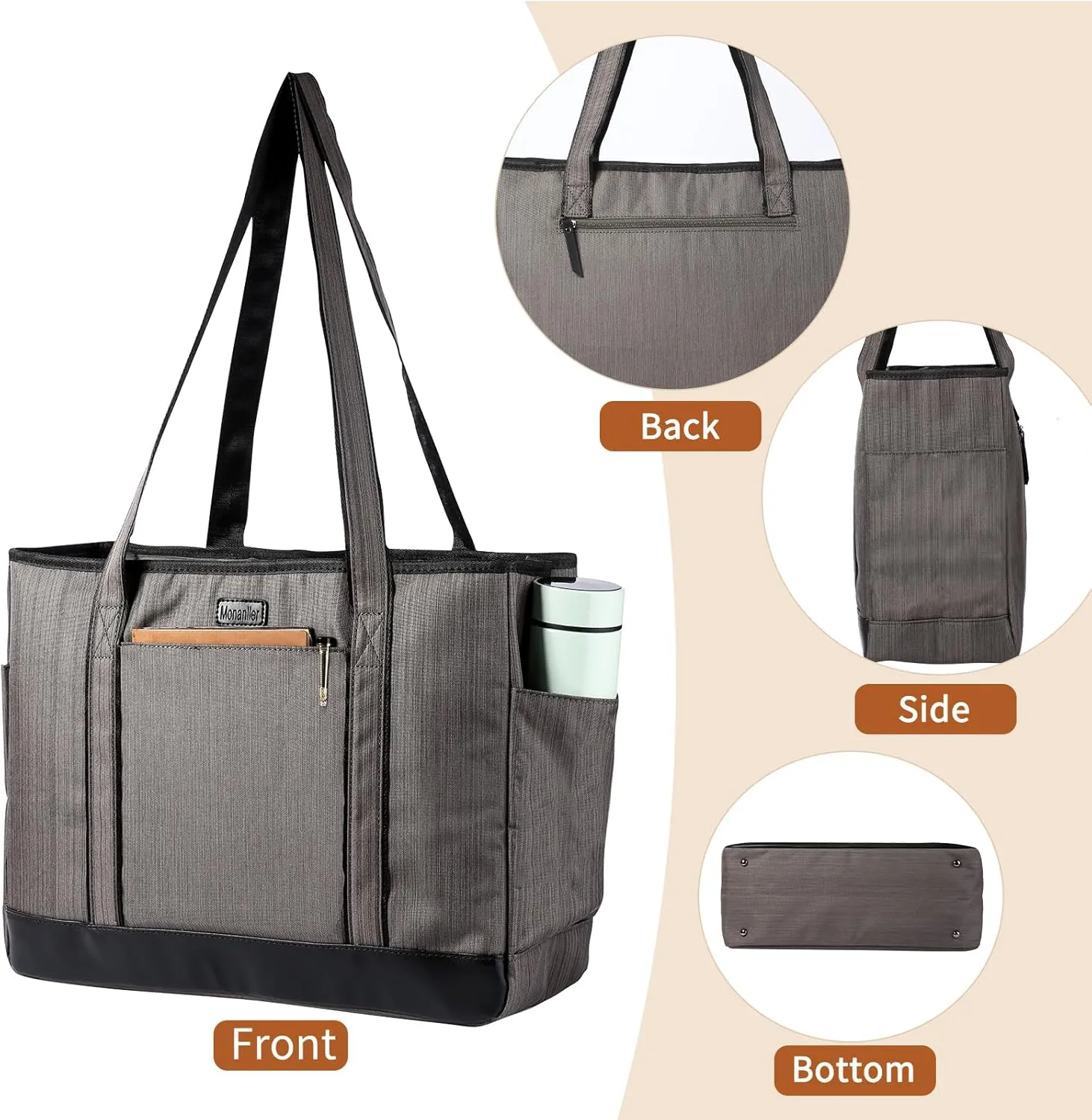 Fashion Teacher Tote Bag, Large Utility Work Bags with Laptop Compartment for Women & Men