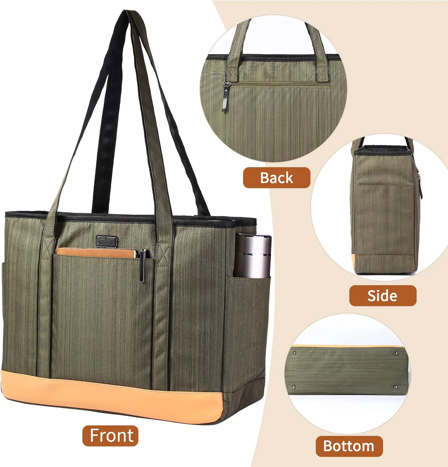 Fashion Teacher Tote Bag, Large Utility Work Bags with Laptop Compartment for Women & Men