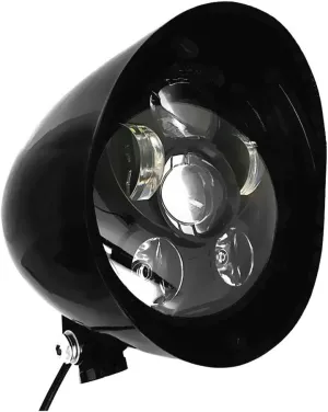 FATECIM 5.75" LED Motorcycle Headlights w/Aluminum Visor Clear Lens 5 3/4 inch Bullet Vintage Lamp for Harley Sportster Dyna Softail Bobber Chopper Honda Yamaha Suzuki Kawasaki Custom Black