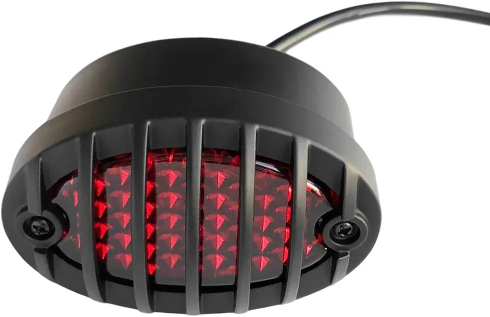 FATECIM Motorcycle Custom Oval-shaped LED Tail Light Cat Eye Rear Running Light Brake Light Stop Light Red Lens Integrated License Plate Lamp Universal Fit for Motorcycle/Cruisers/Bikes (Black)
