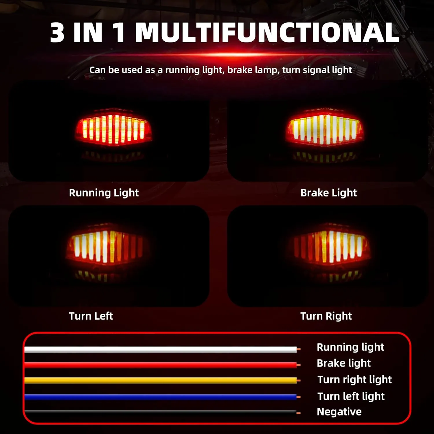 FATECIM Motorcycle LED Tail Light Integrated Running Brake Lamp & Turn Signals Blinkers Smoke Lens Lucas Style for Harley Bobber Chopper Cafe Racer Honda Kawasaki Suzuki Yamaha Cruiser Chrome