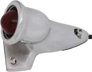 FATECIM Vintage Old School LED Custom Motorcycle Tail Light Electric Bicycle Light Grille Ribbed Round Rear Lamp Brake Light Red Lens Universal for Harley Bobber Chopper Bobber Cafe Racer