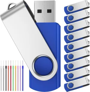 FEBNISCTE 10 Pack 8GB USB 2.0 Memory Sticks Multipack Thumb Drive with Led Indicator Business Gift Pen Drive