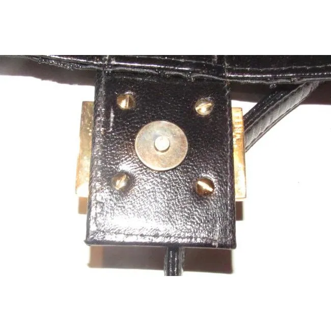Fendi Purses Black Satin And Leather With Geometric Beaded Embellishments Beading Baguette