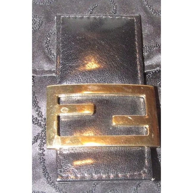 Fendi Purses Black Satin And Leather With Geometric Beaded Embellishments Beading Baguette