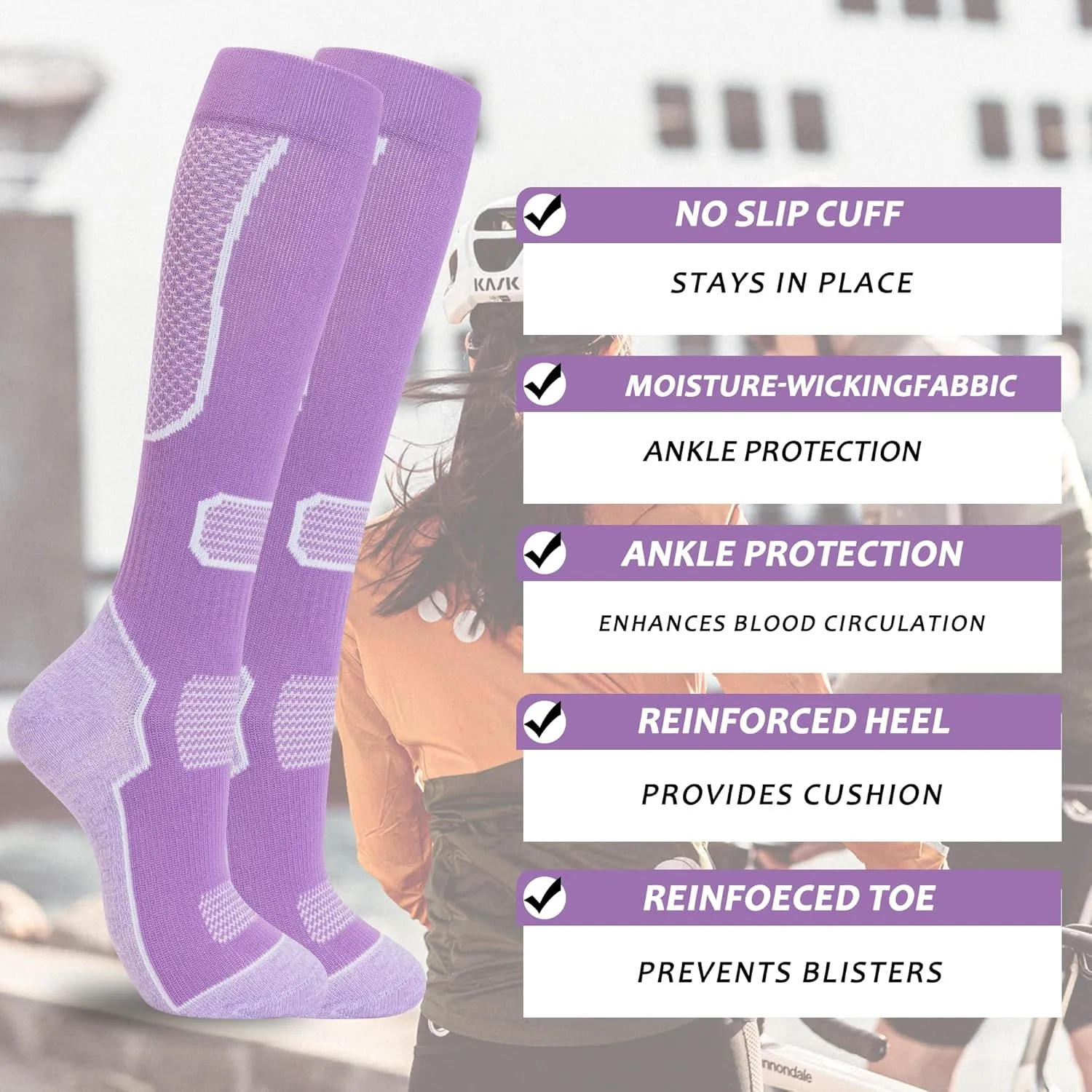 fenglaoda 3 Pairs Compression Socks for Women & Men Knee High Nurse Pregnant Cute Medical Running Travel Athletic