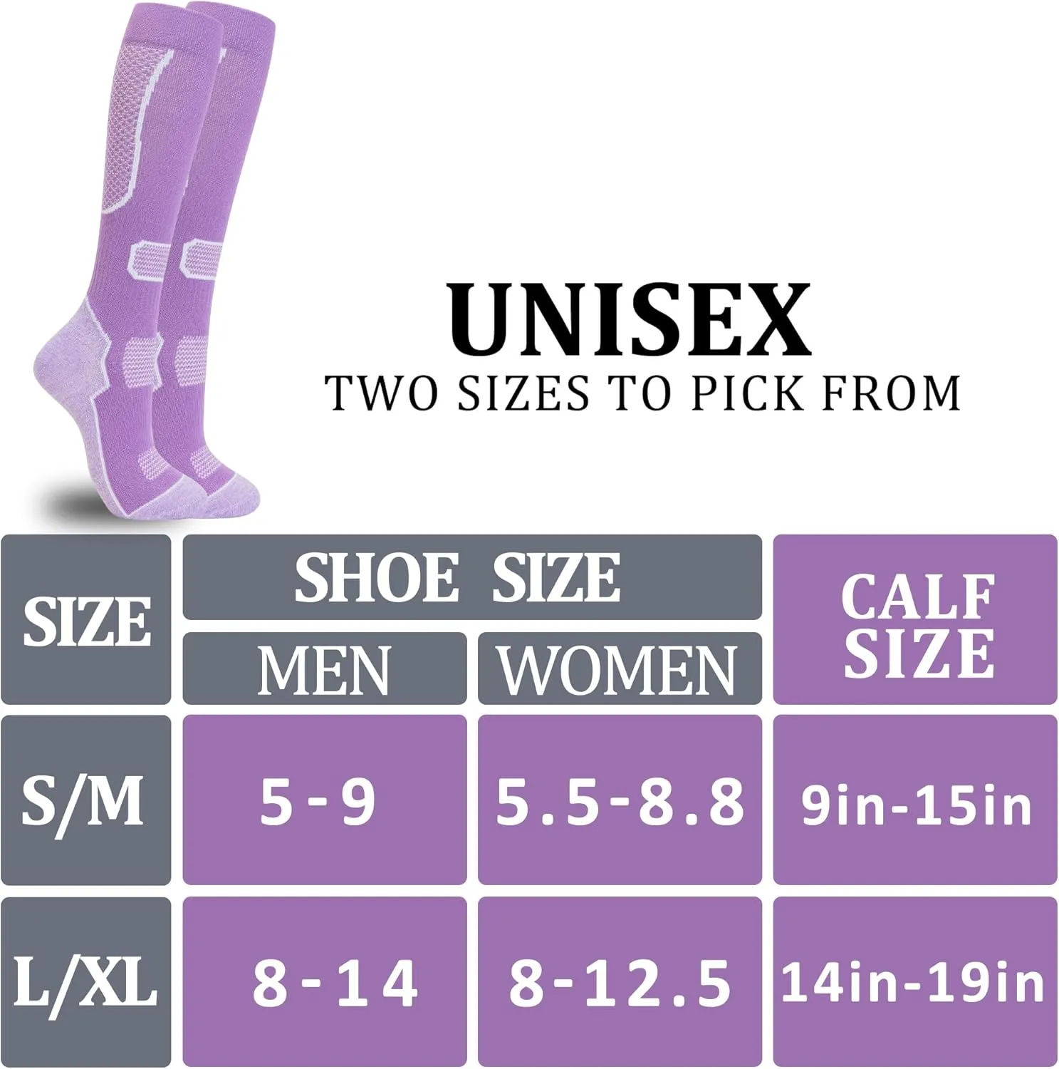 fenglaoda 3 Pairs Compression Socks for Women & Men Knee High Nurse Pregnant Cute Medical Running Travel Athletic