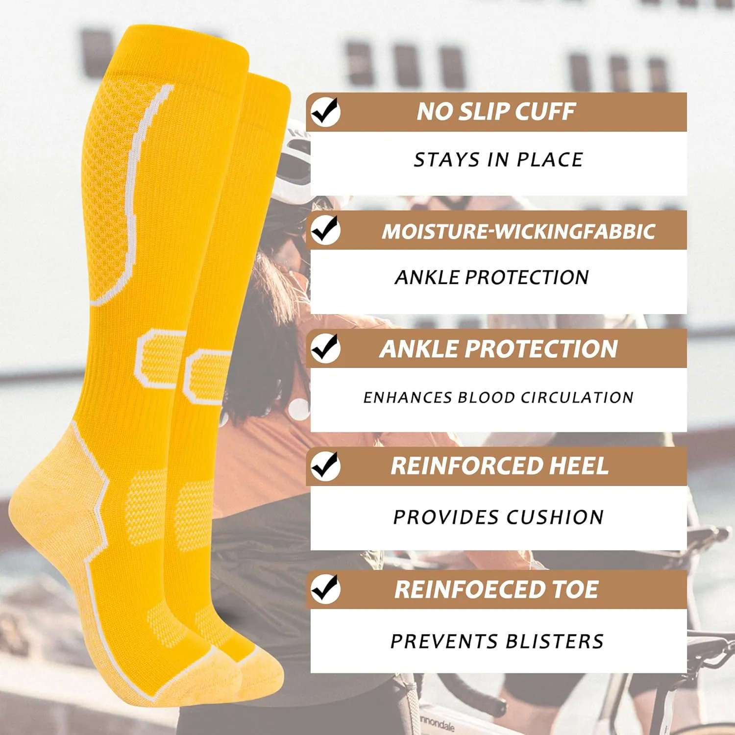 fenglaoda 6 Pairs Compression Socks for Women & Men Knee High Cute Circulation Socks for Nurse Pregnant Travel Athletic