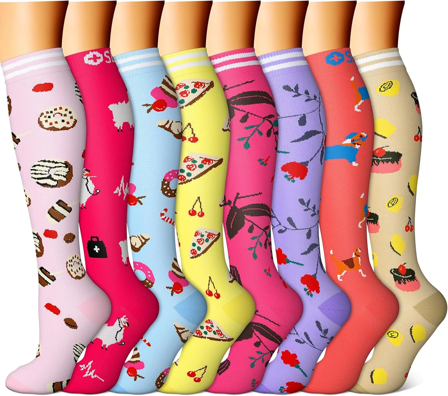 FEYHAY Copper Compression Socks (8 Pairs) 15-20 mmHg Circulation is Best Athletic & Daily for Men & Women, Running, Climbing